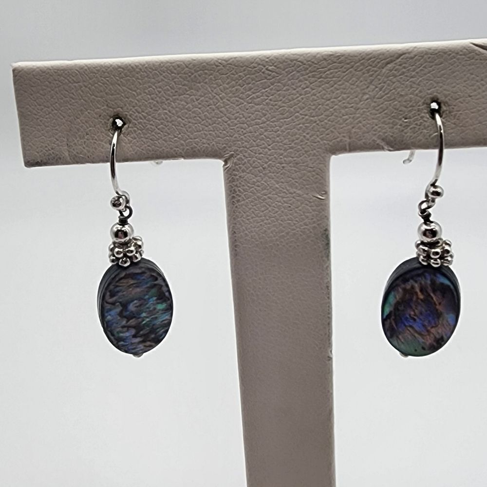 Ali Sterling Silver Abalone Shell Dangling Earrings